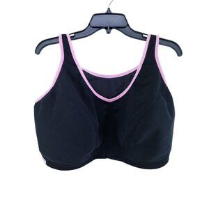 Glamorise No Bounce Camisole Sports Bra Size 46F Black Pink Wirefree